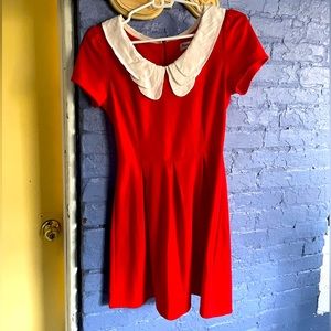 Red Peter Pan collar swing dress